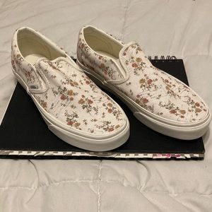 Vintage floral slip on Vans